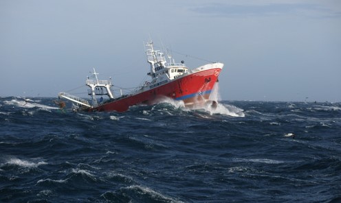 Langostino. Prospección en medio del mal tiempo, flota a la capa