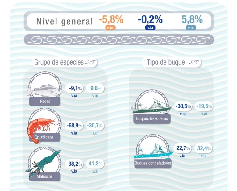 En Marzo, seg煤n el 脥ndice de Producci贸n Industrial Pesquero, la actividad subi贸 el 5.8%. Es dato oficial del INDEC