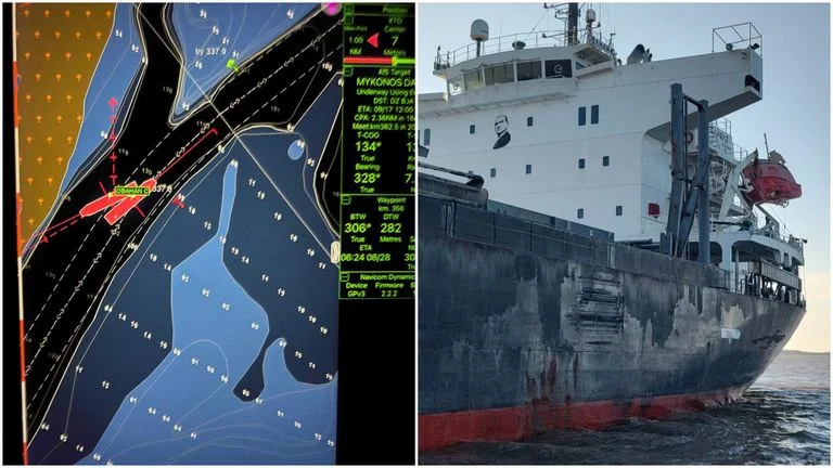 Incidente Naval en el Paraná: Dos Buques Graneleros sufren daños tras roce en Ramallo